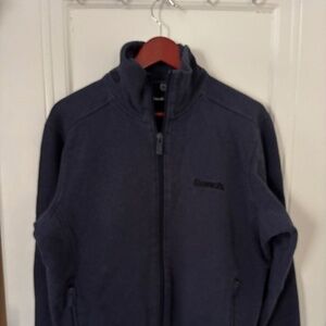 Mens Navy Blue Zipper down collar Sweatshirt